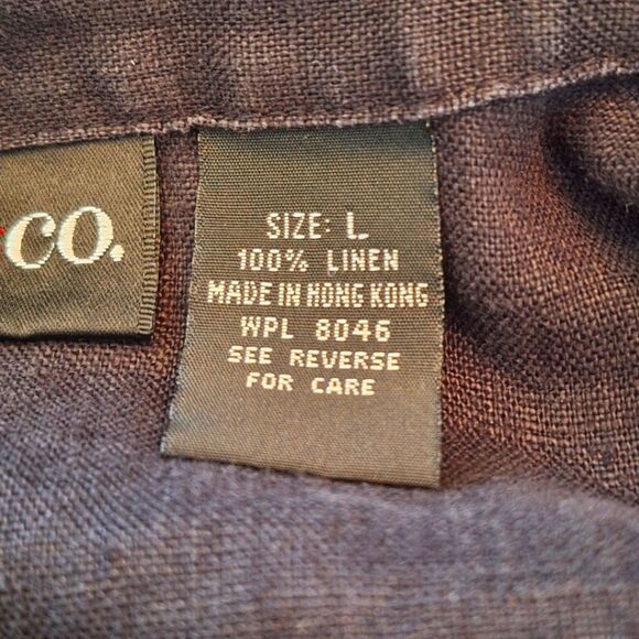 Style & Co 100% Linen Black Shirt Shacket Vintage Hong Kong Relaxed Fit size L - Picture 9 of 16